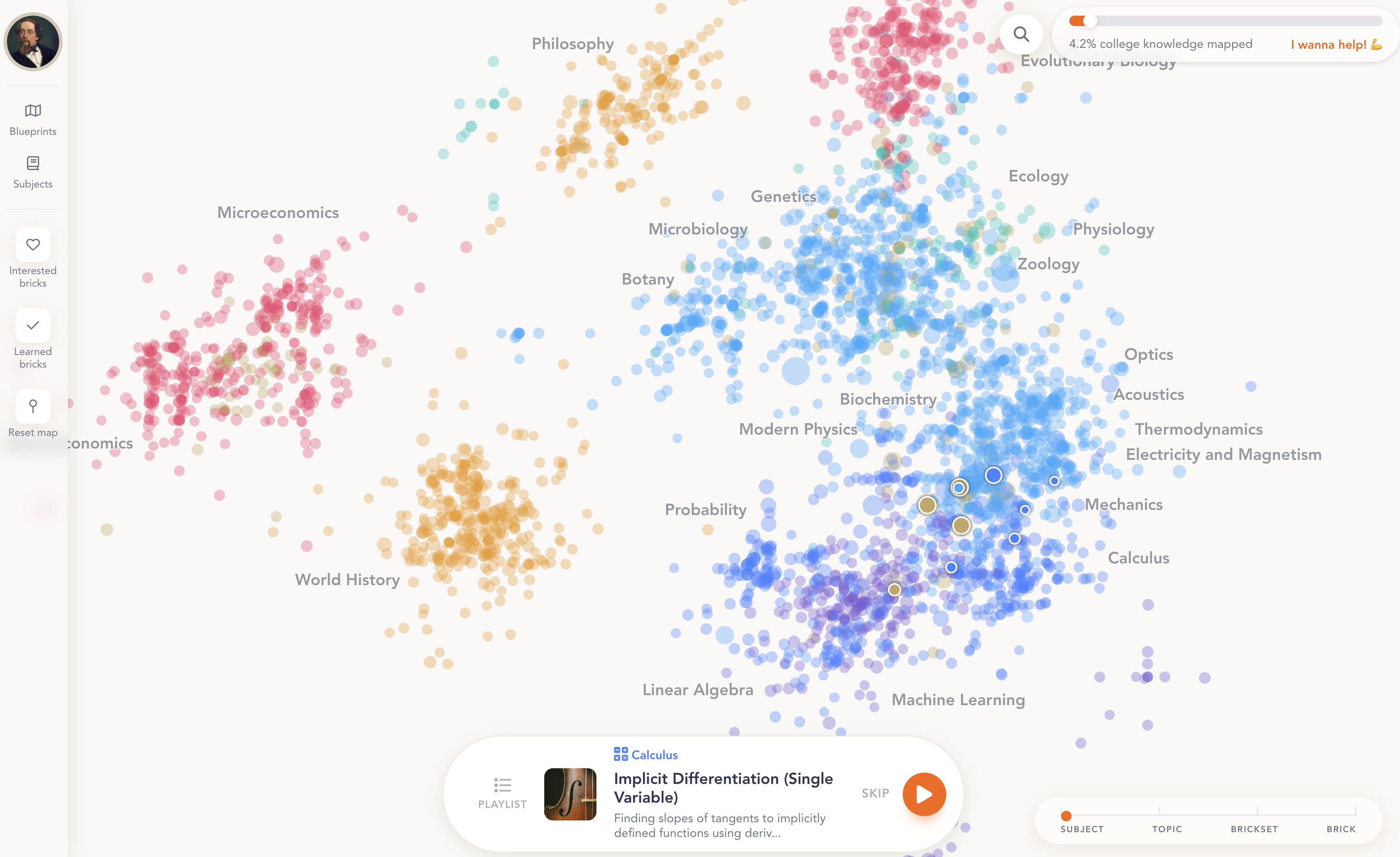 Nebula mode: the entire landscape of concepts across subjects