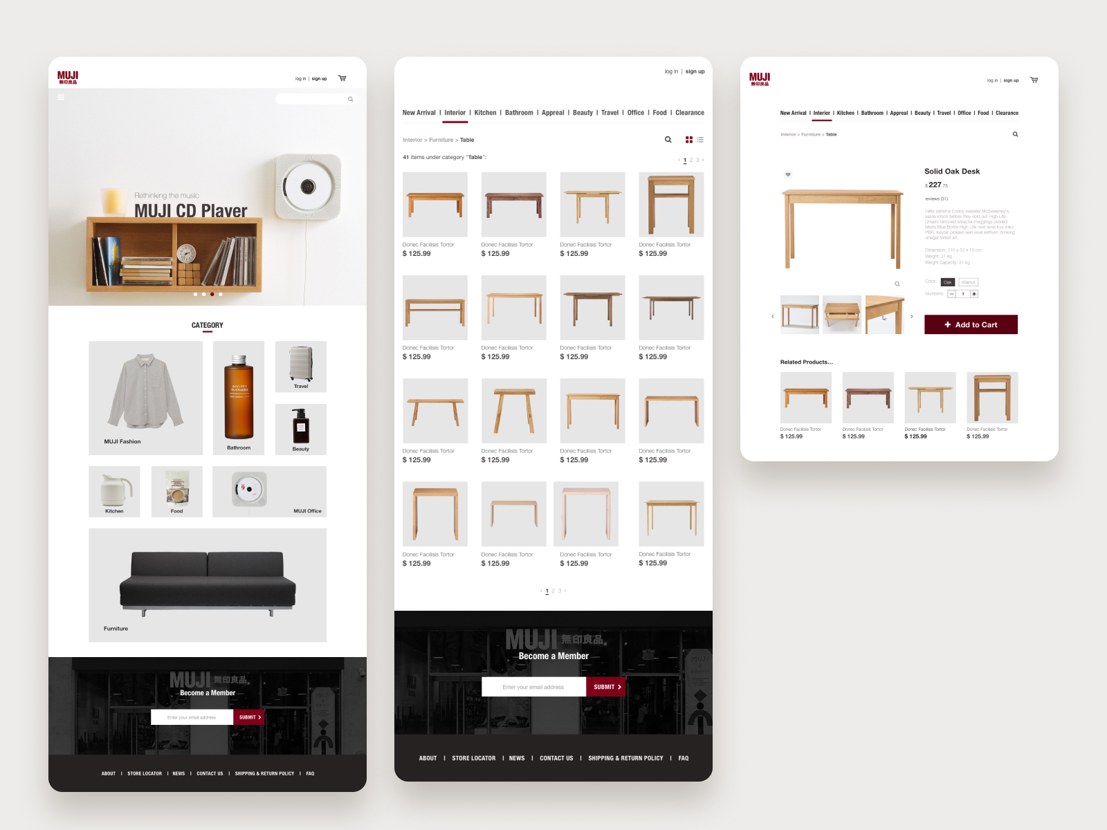 Final MUJI redesign, desktop view