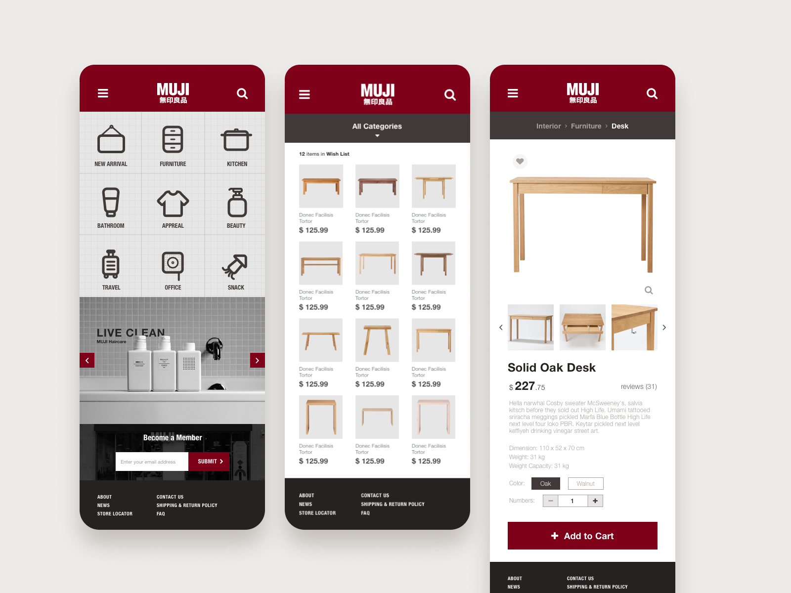 Final MUJI redesign, mobile view